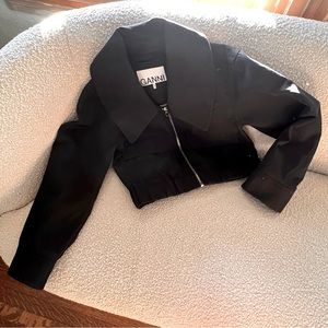 Ganni Recycled Twill Black Jacket